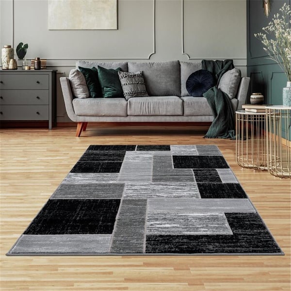 Wall-To-Wall Verena Geometric 5 x 7 ft. Rectangle Area Rug, Black & Gray - WA2607185