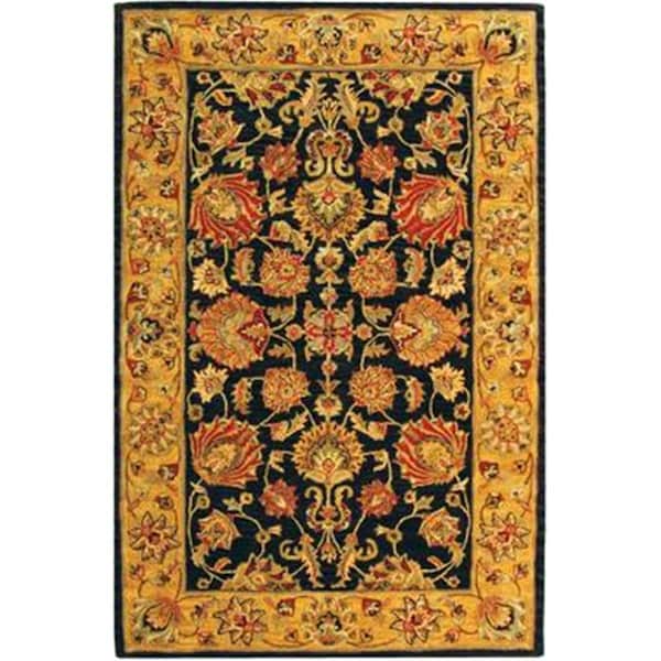 Safavieh 3 x 5 ft. Small Rectangle- Traditional Heritage Charcoal And Gold Hand Tufted Rug - HG343E-3