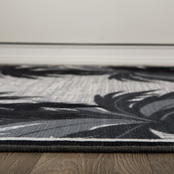 World Rug Gallery Tropical Floral Border Flatweave Indoor/Outdoor Runner Rug 2'x7' Gray - 9012GRAY2X7