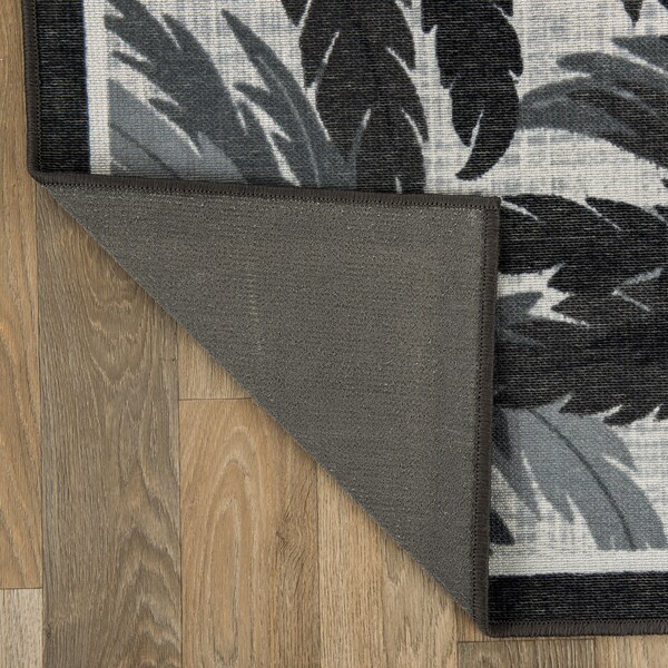 World Rug Gallery Tropical Floral Border Flatweave Indoor/Outdoor Runner Rug 2'x7' Gray - 9012GRAY2X7
