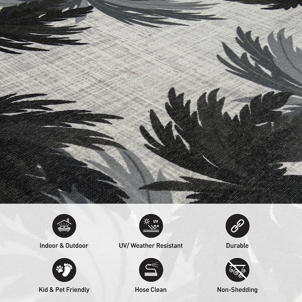 World Rug Gallery Tropical Floral Border Flatweave Indoor/Outdoor Runner Rug 2'x7' Gray - 9012GRAY2X7