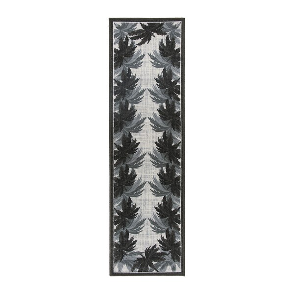 World Rug Gallery Tropical Floral Border Flatweave Indoor/Outdoor Runner Rug 2'x7' Gray - 9012GRAY2X7