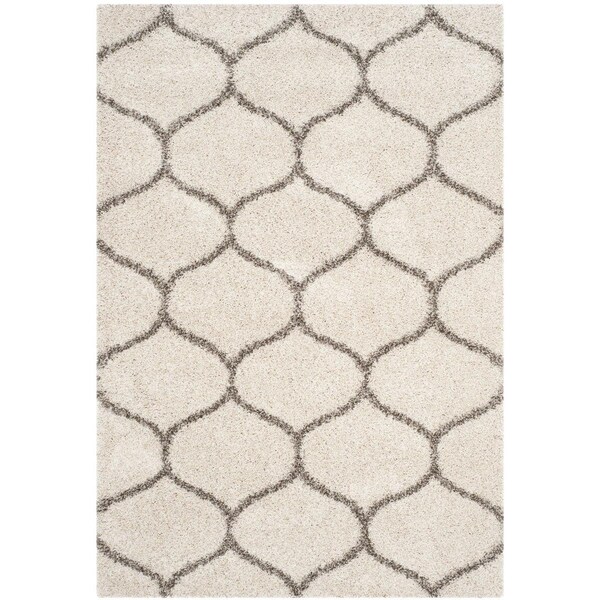 Safavieh Sgh-Hudson Shag Power Loomed Small Rectangle Rugs, Ivory and Grey - 3 x 5 ft. - SGH280A-3