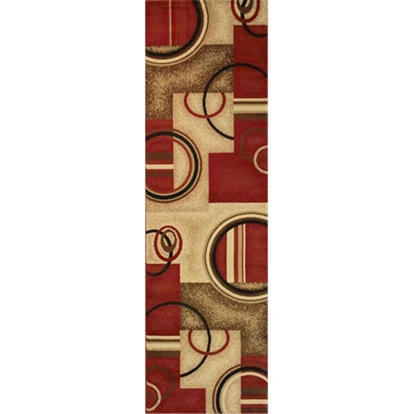 Perfectpillows Barclay Arcs and Shapes 2 ft. 3 in. x 7 ft. 3 in. Runner Rug in Red - PE2589423