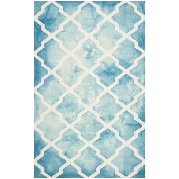 Safavieh Dip Dye Hand Tufted Rectangle Rug- Turquoise - Ivory- 2 x 3 ft. - DDY540D-2