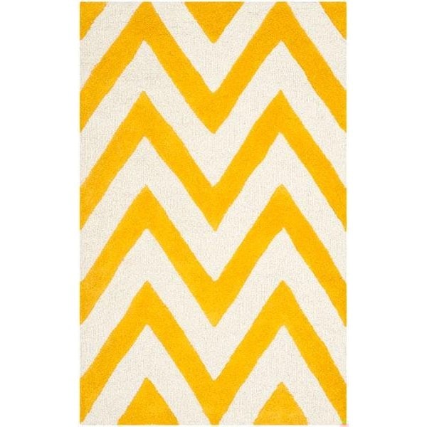 Safavieh Cambridge Hand Tufted Runner Rug- Gold - Ivory- 2 ft. 6 in. x 12 ft. - CAM139Q-212