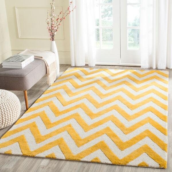 Safavieh Cambridge Hand Tufted Runner Rug- Gold - Ivory- 2 ft. 6 in. x 12 ft. - CAM139Q-212