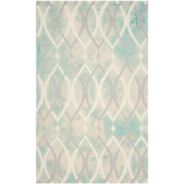 Safavieh 6 x 9 ft. Medium Rectangle Dip Dye Hand Tufted RugGreen & Ivory Grey - DDY534Q-6