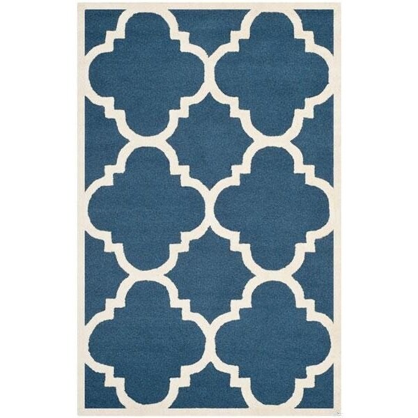 Safavieh Cambridge Hand Tufted Small Rectangle Rug- Navy - Ivory- 3 x 5 ft. - CAM140G-3