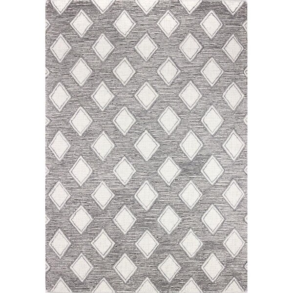 Bashian 3 ft. 6 in. x 5 ft. 6 in. Venezia Collection 100 Percent Wool Hand Tufted Area Rug, Charcoal - R120-CHAR-4X6-CL204