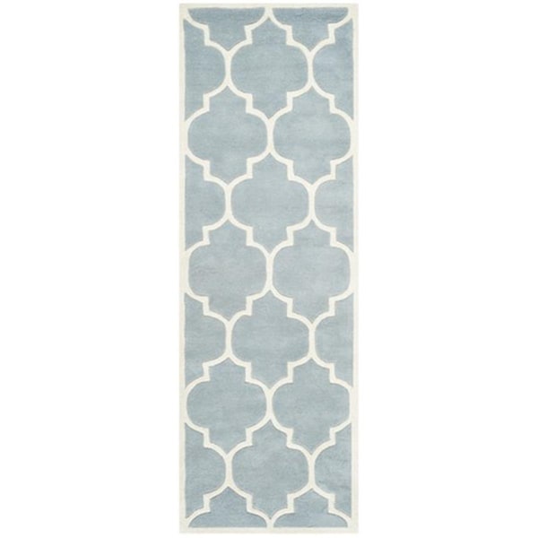 Safavieh Chatham Hand Tufted Rectangle Rug- Blue - Ivory- 2 ft. 3 in. x 21 ft. - CHT733B-221