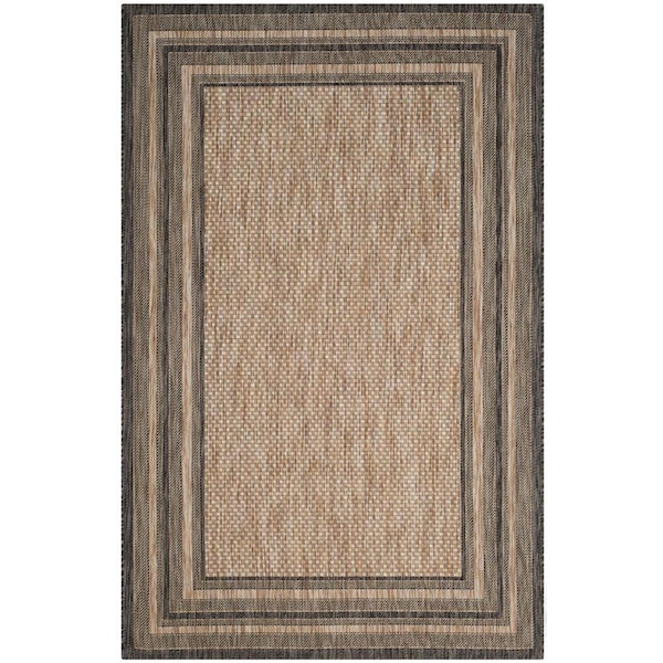 Safavieh Courtyard Power Loomed Runner Rug- Natural - Black- 2 ft. 3 in. x 8 ft. - CY8475-37312-28