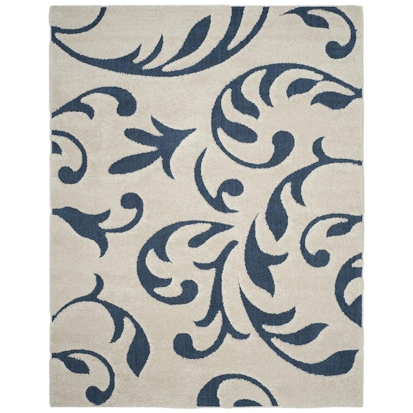 Safavieh Shag Large Rectangle Rugs; Cream & Blue - 8 ft. 6 in. x 12 ft. - SG468-1165-9