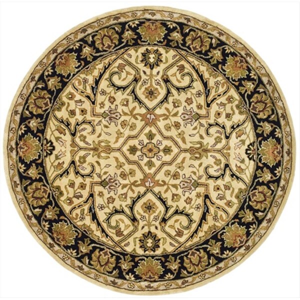 Safavieh 3 ft. - 6 in. x 3 ft. - 6 in. Round- Traditional Heritage Ivory And Black Hand Tufted Rug - HG644C-4R