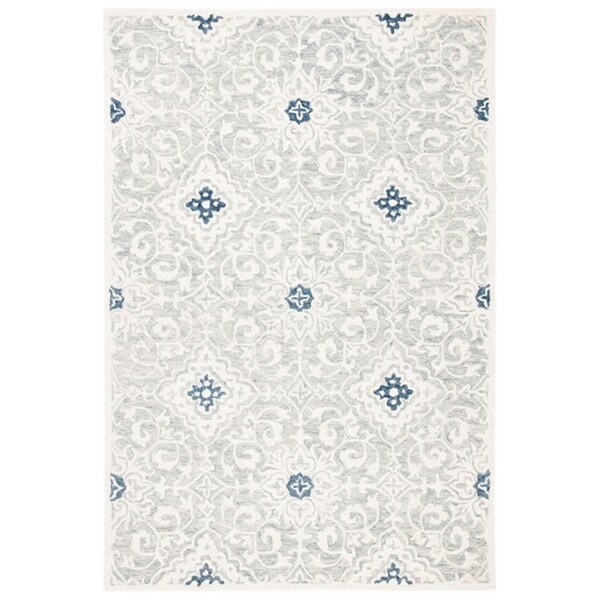 Safavieh 5 x 8 ft. Roslyn Contemporary Rectangle Hand Tufted Area Rug, Ivory & Blue - ROS601A-5