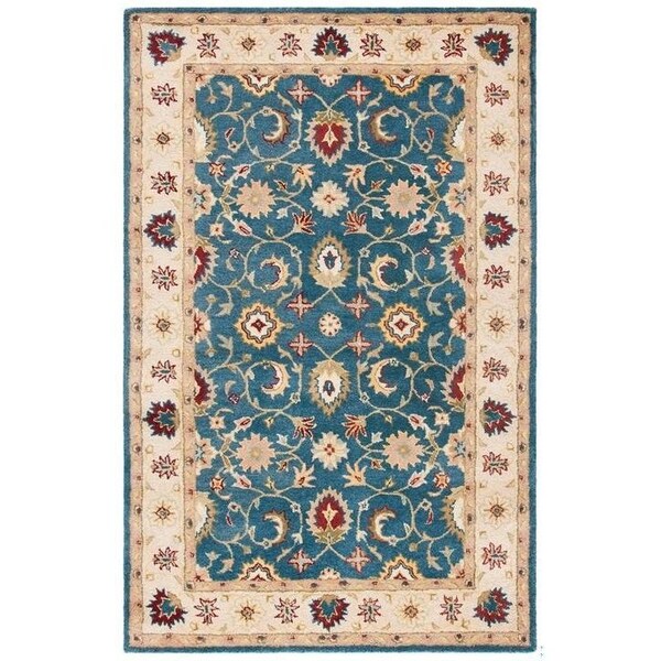 Safavieh 2 ft.-3 in. x 4 ft. Accent Traditional Antiquity- Blue and Beige Hand Tufted Rug - AT15A-24
