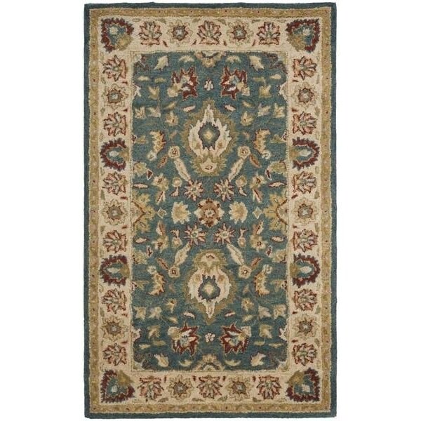 Safavieh 2 ft.-3 in. x 4 ft. Accent Traditional Antiquity- Blue and Beige Hand Tufted Rug - AT15A-24