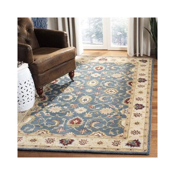 Safavieh 2 ft.-3 in. x 4 ft. Accent Traditional Antiquity- Blue and Beige Hand Tufted Rug - AT15A-24