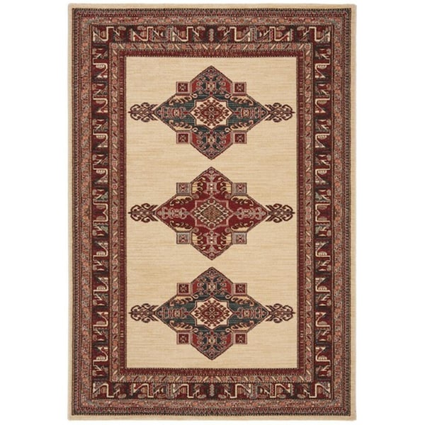 Safavieh 2 ft. 2 in. x 8 ft. Mahal Collection Contemporary Rectangle Power Loomed Rug - Creme & Red - MAH628A-28