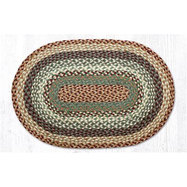 Palacedesigns 27 x 45 in. Jute Oblong Braided Rug - Buttermilk & Cranberry - PA1551975