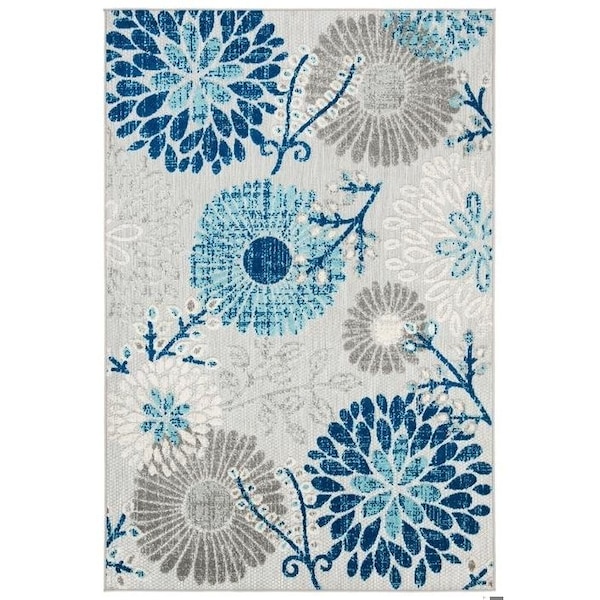 Safavieh 6.7 X 6.7 in. Stylish Geometric Motifs Round Rug Grey & Navy - CBN832F-7R