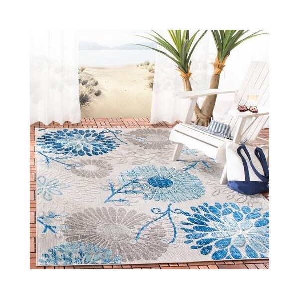 Safavieh 6.7 X 6.7 in. Stylish Geometric Motifs Round Rug Grey & Navy - CBN832F-7R