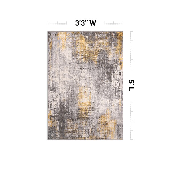World Rug Gallery Dublin Contemporary Abstract Area Rug 3' 3'' X 5' Yellow - 4053YELLOW3X5