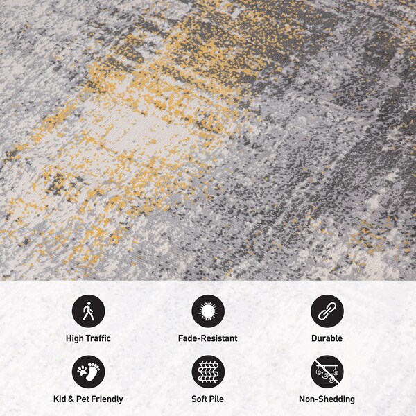 World Rug Gallery Dublin Contemporary Abstract Area Rug 3' 3'' X 5' Yellow - 4053YELLOW3X5