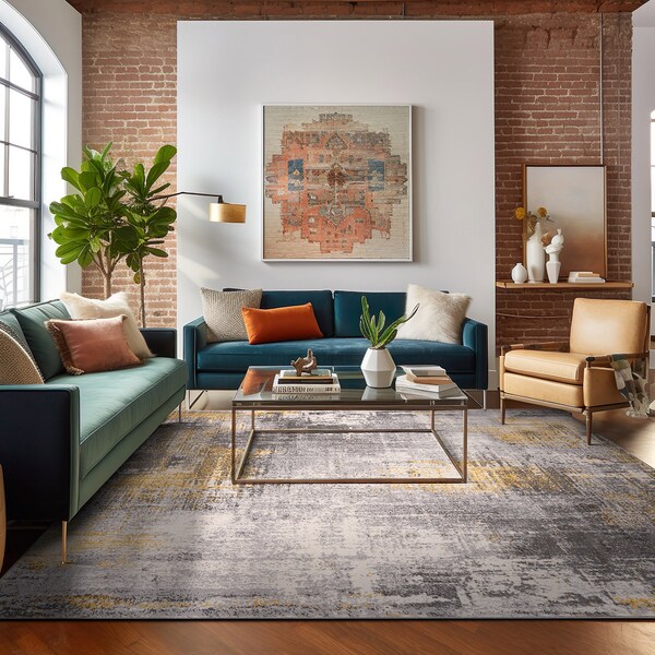 World Rug Gallery Dublin Contemporary Abstract Area Rug 3' 3'' X 5' Yellow - 4053YELLOW3X5