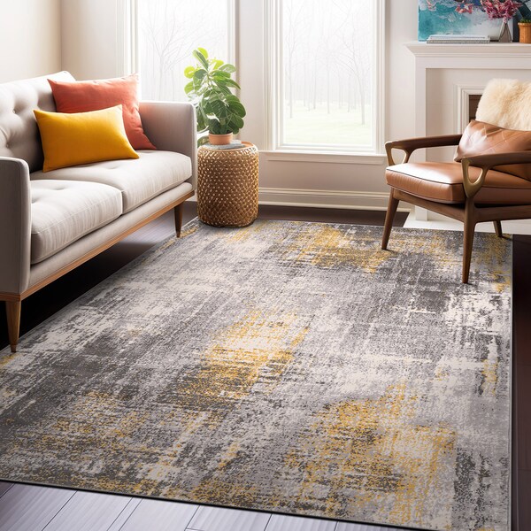 World Rug Gallery Dublin Contemporary Abstract Area Rug 3' 3'' X 5' Yellow - 4053YELLOW3X5