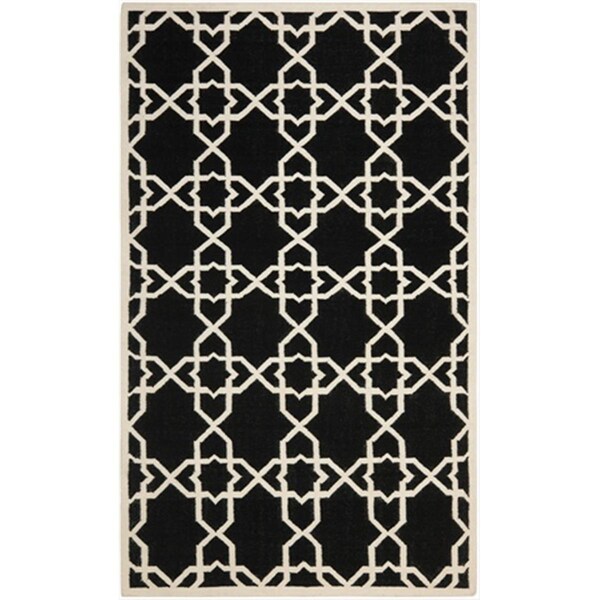 Safavieh 10 Ft. X 14 Ft. Large Rectangle Contemporary Dhurries- Black And Ivory- Flatweave Rug - DHU548L-10
