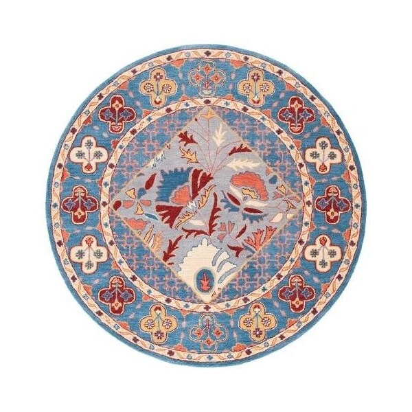 Safavieh Antiquity Global Square Hand Tufted RugsBlue & Red 6 x 6 ft. - AT508M-6SQ