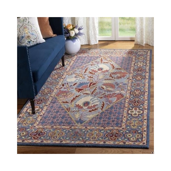 Safavieh Antiquity Global Square Hand Tufted RugsBlue & Red 6 x 6 ft. - AT508M-6SQ