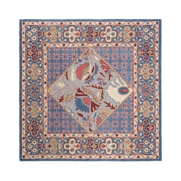 Safavieh Antiquity Global Square Hand Tufted RugsBlue & Red 6 x 6 ft. - AT508M-6SQ