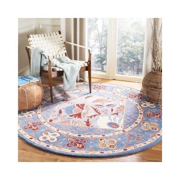 Safavieh Antiquity Global Square Hand Tufted RugsBlue & Red 6 x 6 ft. - AT508M-6SQ
