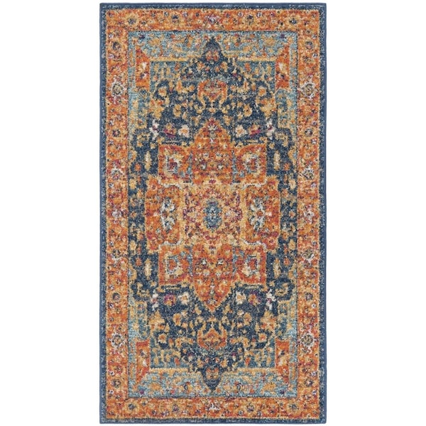 Safavieh Evoke Accent Area Rug, Blue and Orange - 2 ft.-2 in. x 4 ft. - EVK275C-24