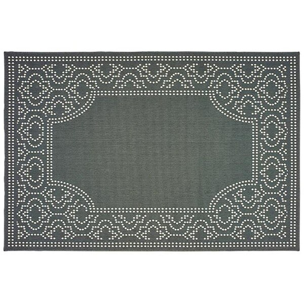 Configuracion Marina Indoor Outdoor Outdoor Border Rectangle Area Rug, Grey - 6 ft. 7 in. x 9 ft. 6 in. - CO1864953