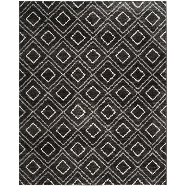 Flowers First 9 x 12 ft. Tunisia Power Loomed Area Rug, Anthracite & Cream - Large Rectangle - FL1888004