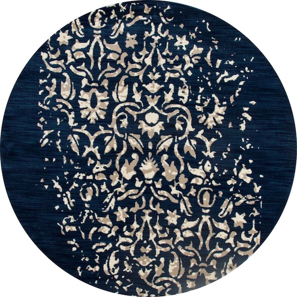 Standalone 5 ft. Milan Collection Isabella Woven Round Area Rug, Peacock Blue - ST2590105