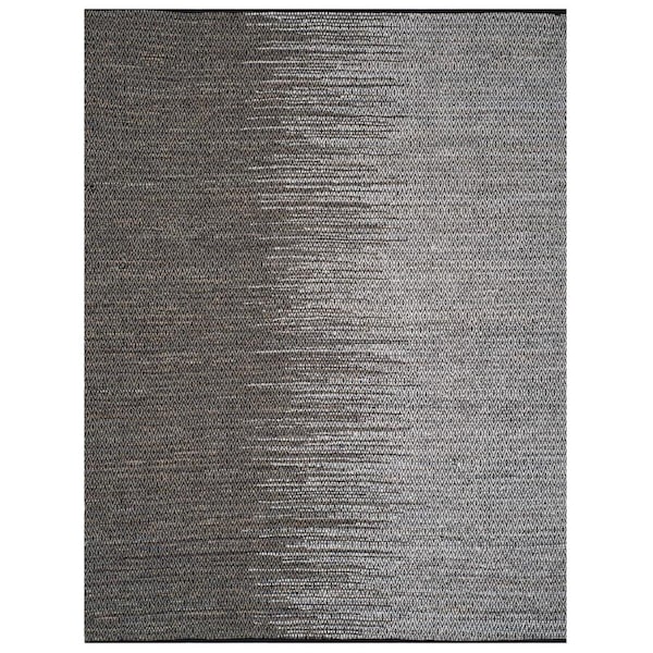 Flowers First 4 x 6 ft. Vintage Leather Hand Woven Area Rug, Light Grey & Grey - Small Rectangle - FL1874507