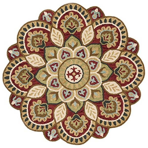 Safavieh 5 x 5 ft. Novelty Round Hand-Tufted Rug Red & Taupe - NOV604Q-5R