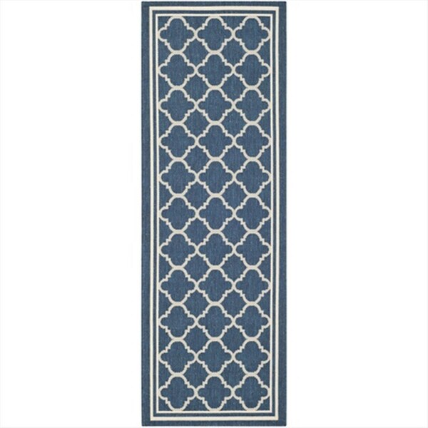 Safavieh 2 Ft. -7 In. X 5 Ft. Runner Indoor-Outdoor Courtyard- Navy And Beige- Machine Made Rug - CY6918-268-3