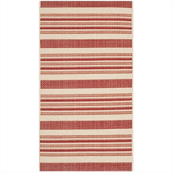 Safavieh 2 Ft. X 3 Ft. -7 In. Small Rectangle Indoor-Outdoor Courtyard, Beige And Red, Power Loomed Rug - CY7062-238A21-2