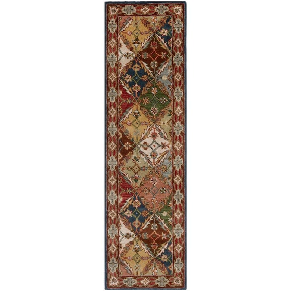 Safavieh Heritage Hand Tufted Runner RugGreen & Red 2 ft.-3 in. x 10 ft. - HG316B-210