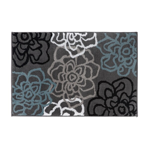World Rug Gallery Contemporary Modern Floral Flowers 2' x 3' Gray - 108D.GRAY2X3
