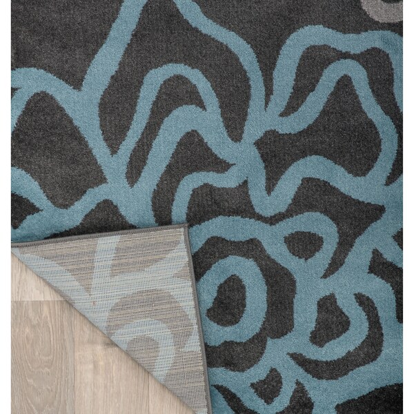World Rug Gallery Contemporary Modern Floral Flowers 2' x 3' Gray - 108D.GRAY2X3