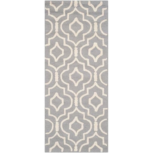 Safavieh Cambridge Hand Tufted Accent Rug- Silver - Ivory- 2 x 3 ft. - CAM141D-2