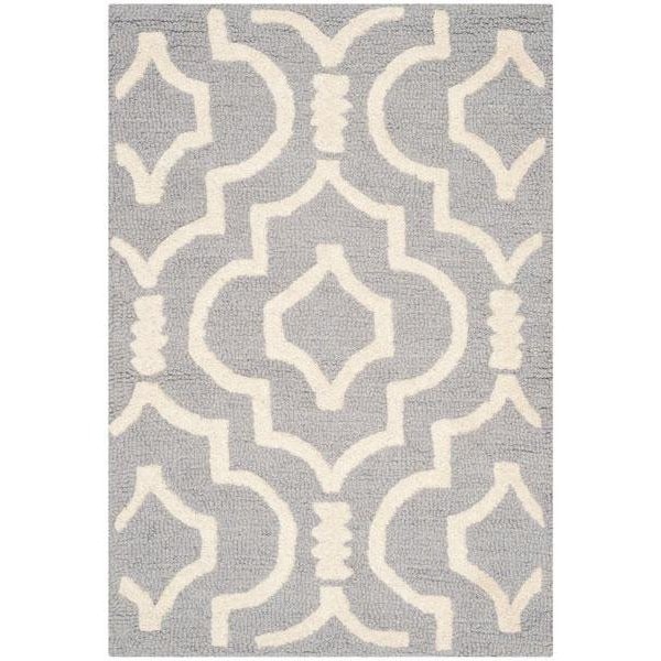Safavieh Cambridge Hand Tufted Accent Rug- Silver - Ivory- 2 x 3 ft. - CAM141D-2