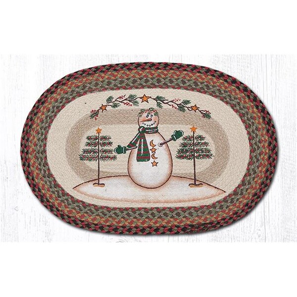 H2H 20 x 30 in Moon  Star Snowman Oval Patch Rug - H254138