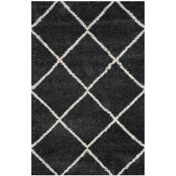 Flowers First 5 ft. 1 in. x 7 ft. 6 in. Hudson Shag Power Loomed Rug, Dark Grey & Ivory - Medium Rectangle - FL1892380